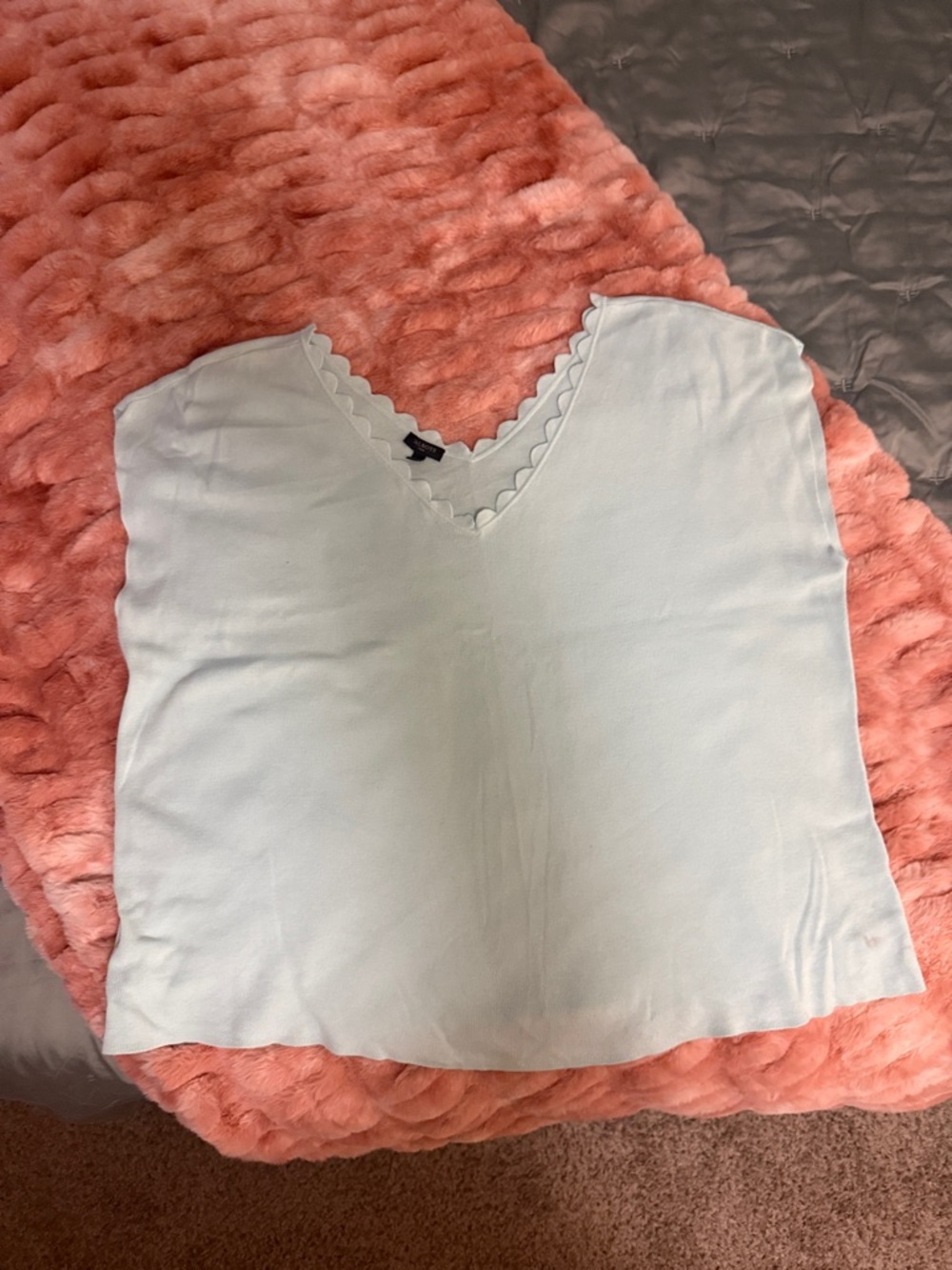 Light teal  Scalloped V-Neck Women's Top from Talbots